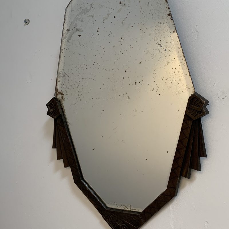 French Art Deco Bronze Brousseval Wall Mirror