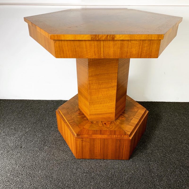 SOLD – Art Deco Hexagonal Walnut Coffee Table