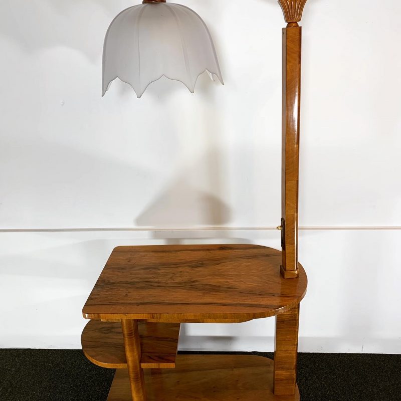 SOLD – Art Deco Walnut Side Table with Lamp