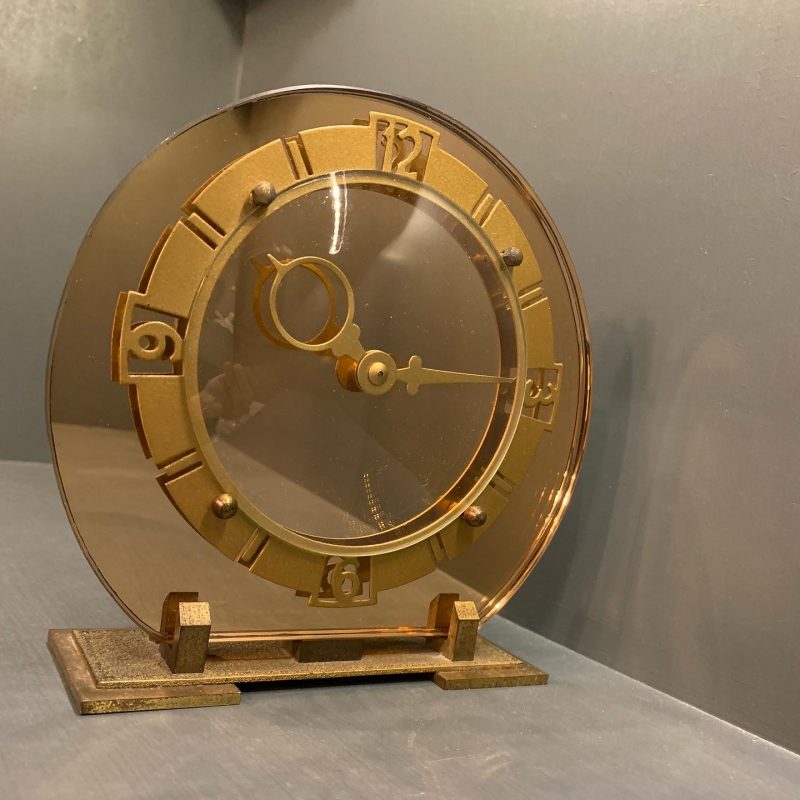 SOLD – Art Deco Copper Mirrored Mantel Clock