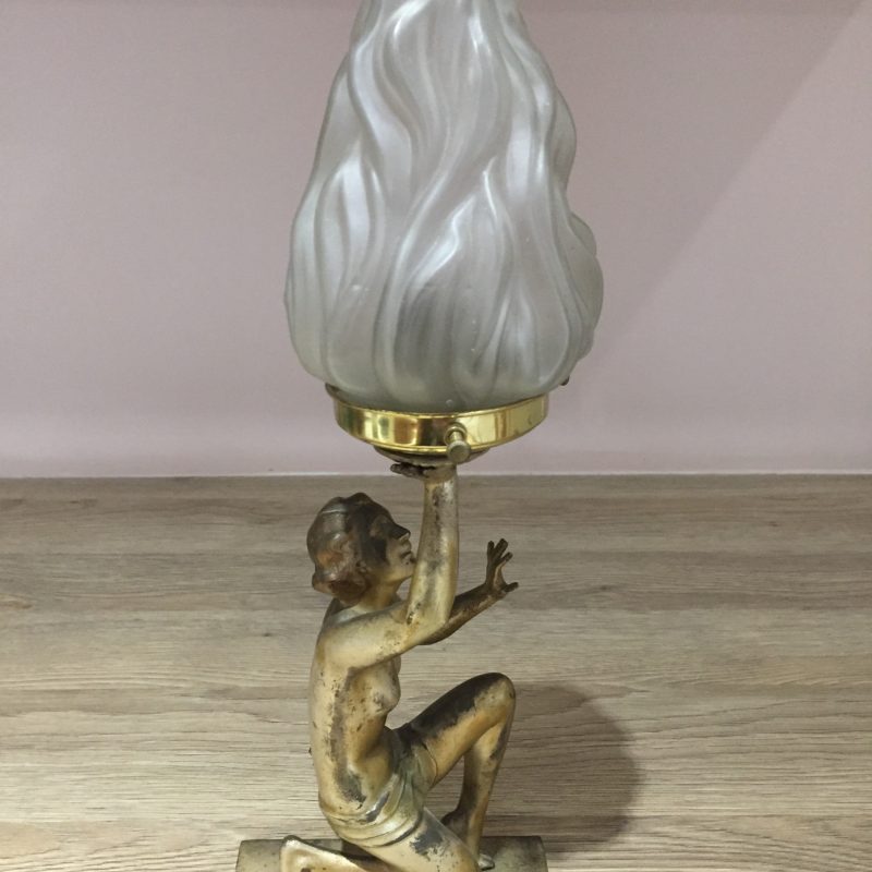 Art Deco Olympian Lady with Torchiere Lamp