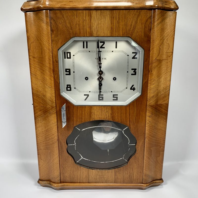 Art Deco Walnut Wall Clock by Vedette