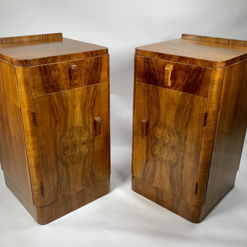 A pair of Walnut Bedside Cabinets