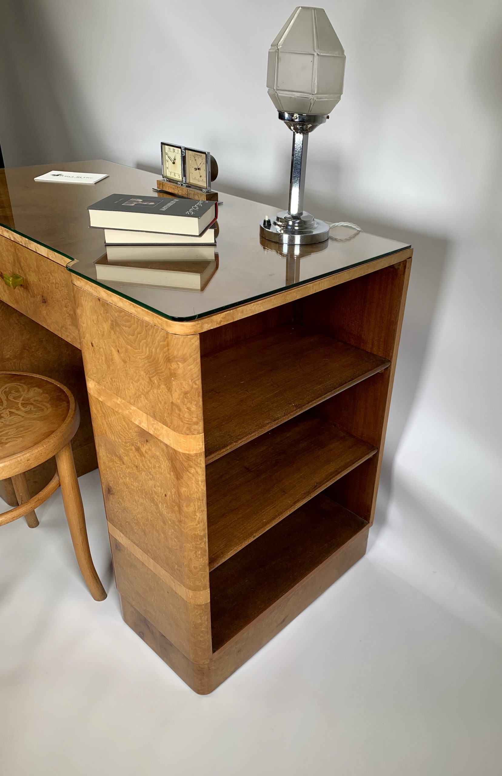 SOLD - Art Deco Burr Maple Desk in the manner of Epstein - Image 2