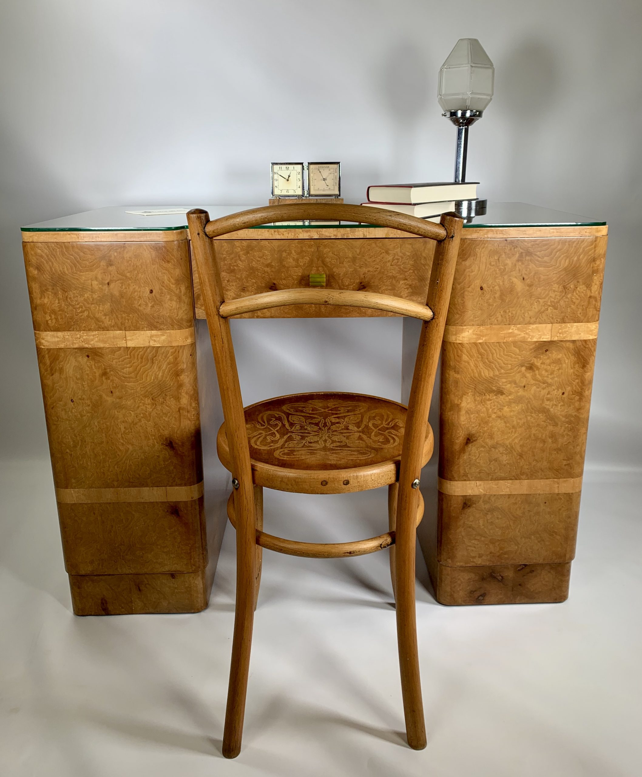 SOLD - Art Deco Burr Maple Desk in the manner of Epstein - Image 4