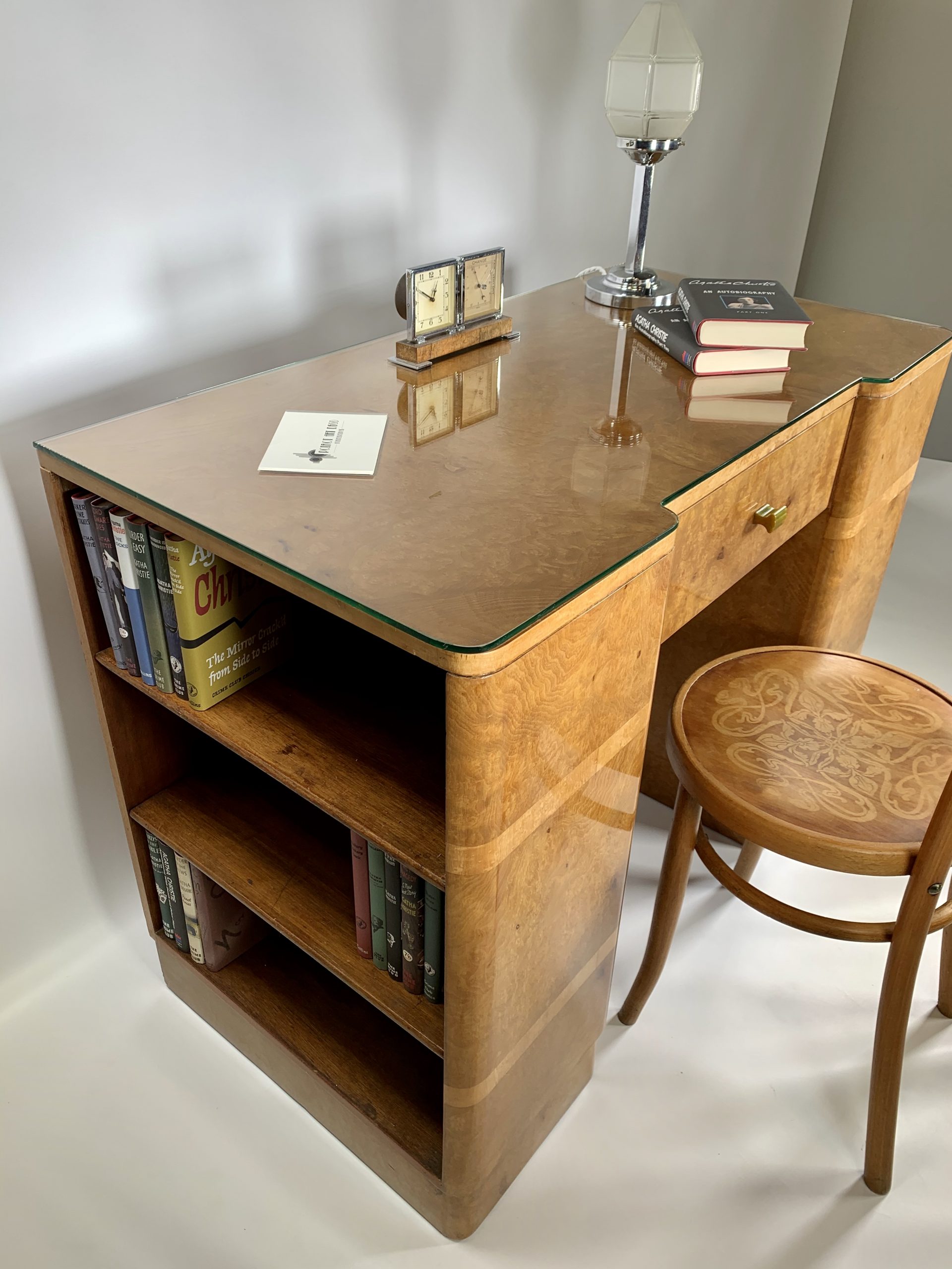 SOLD - Art Deco Burr Maple Desk in the manner of Epstein - Image 5