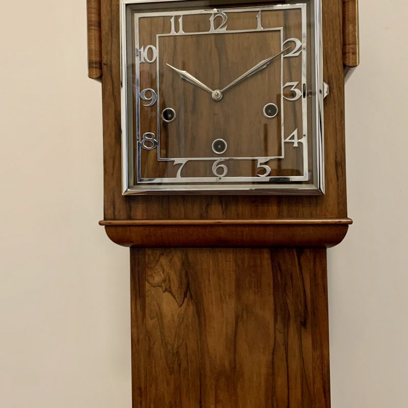 Art Deco Walnut Grandmother Clock