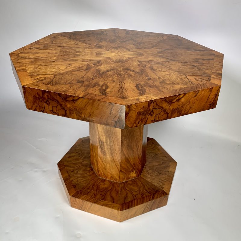 Walnut Hexagonal Pedestal Side/Coffee Table