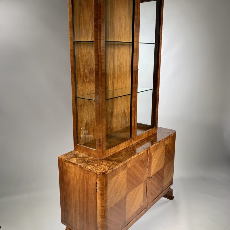 Art Deco Walnut Display Cabinet
