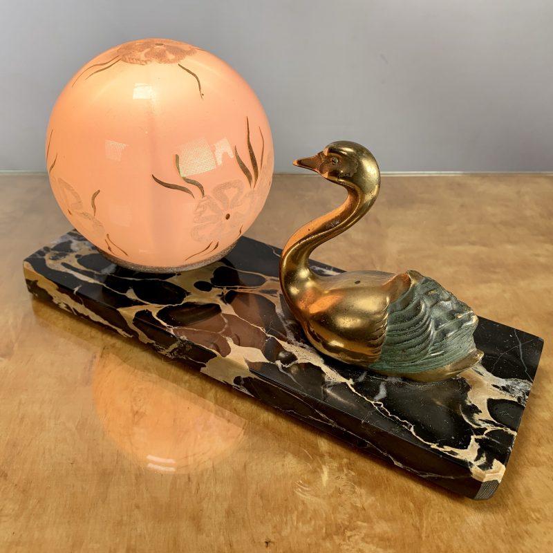 French Art Deco Swan Mood Lamp