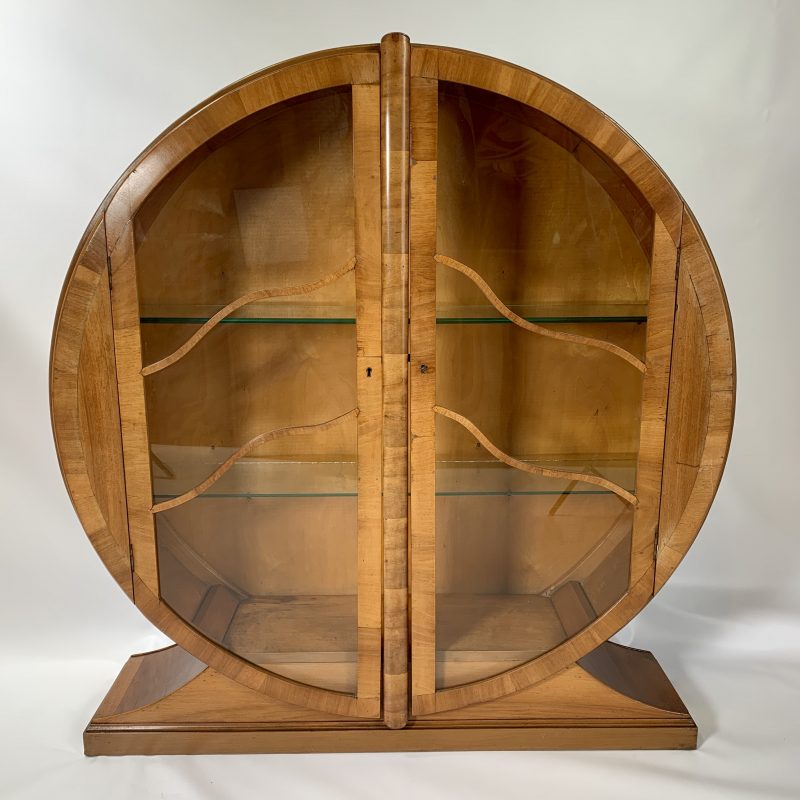 Art Deco Circular Walnut Display Cabinet