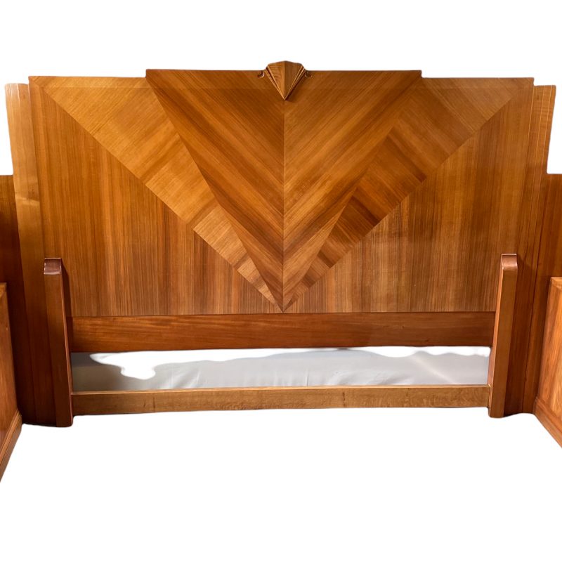 Art Deco Headboard with Matching Bedside Cabinets