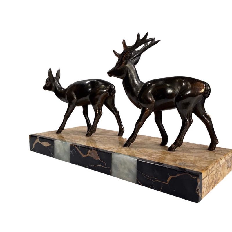 Art Deco Sculpture of a Deer and a Stag