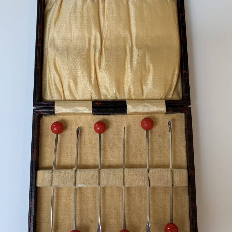 Boxed Set of Six Silver Cocktail Sticks