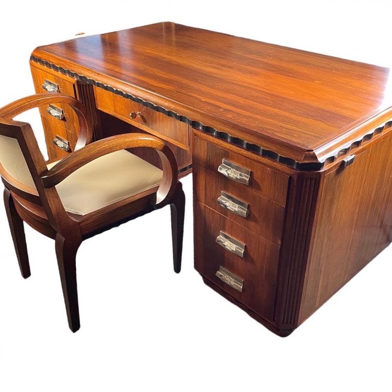 Art Deco French Desk and Matching Chair