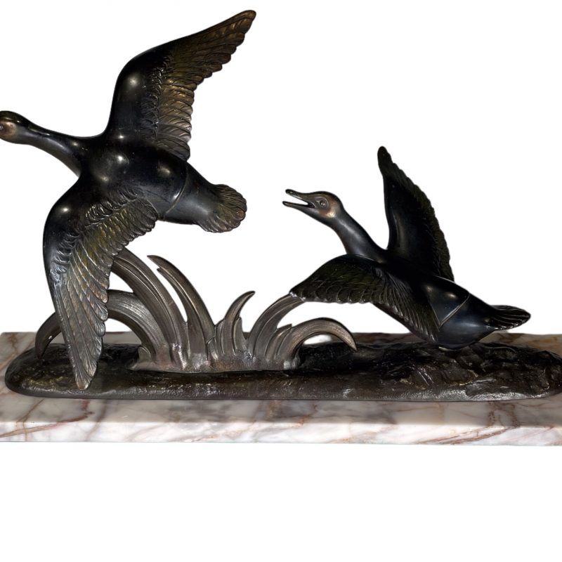 Art Deco Sculpture of Ducks rising in flight