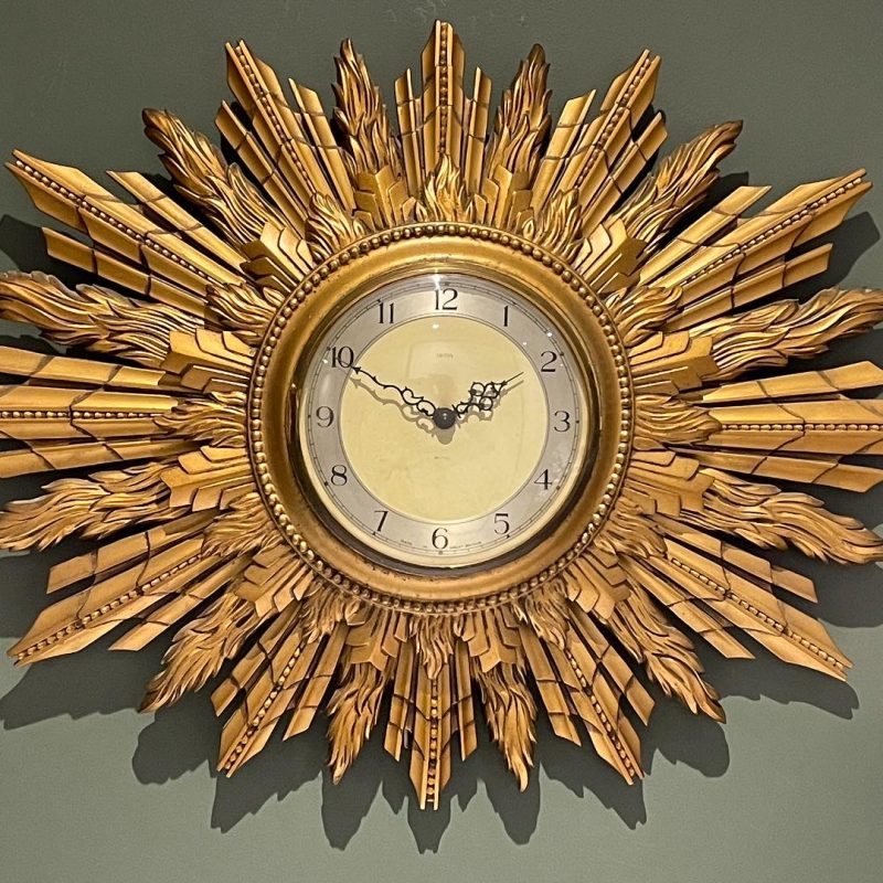 Art Deco Sunburst Gilded Electric Clock