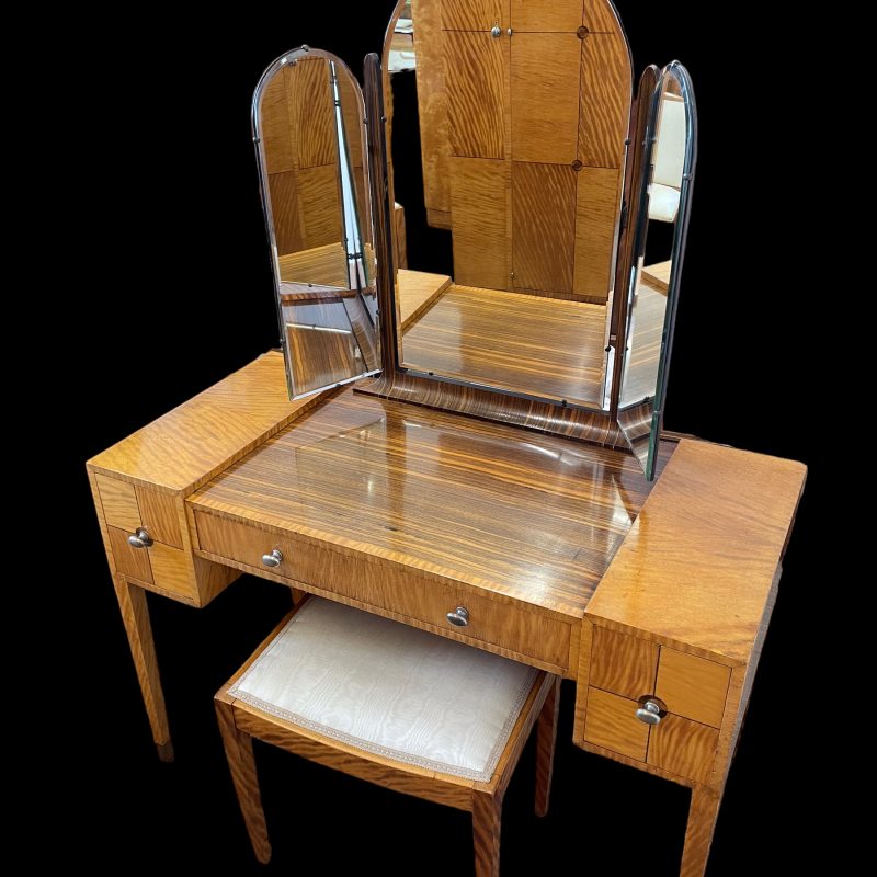 Exceptional Art Deco Dressing Table and Matching Stool