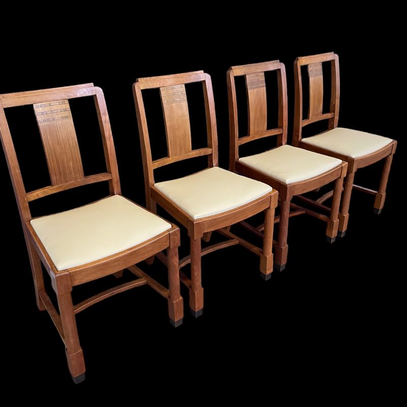A set of Four Art Deco Walnut Dining Room Chairs