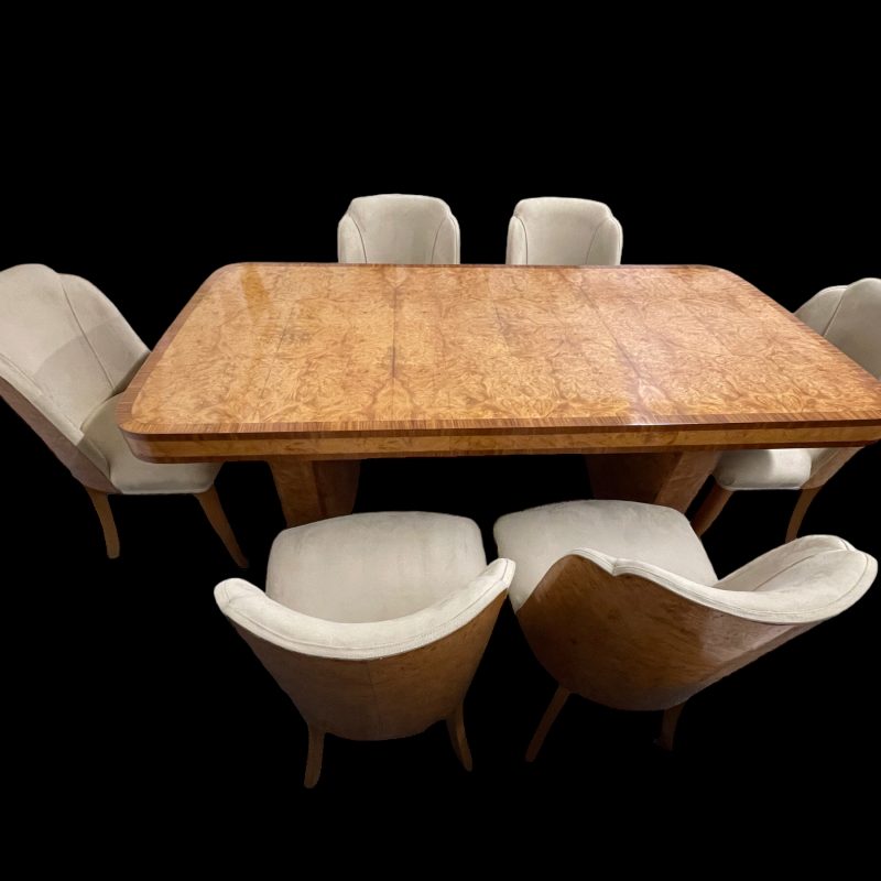 Art Deco Dining Room Table and Six Chairs by Harry & Lou Epstein