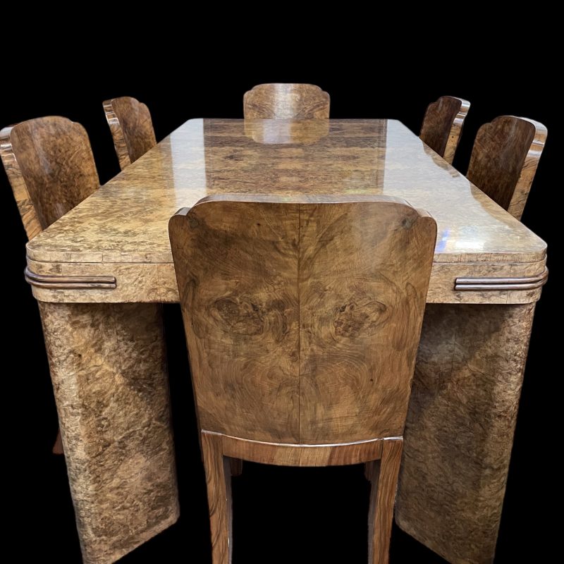 Art Deco dining table and 6 chairs by Maurice Adams