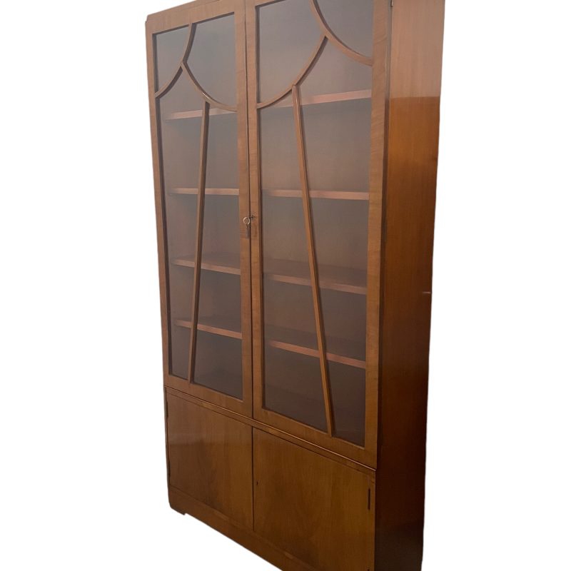 Art Deco Glazed Walnut Bookcase