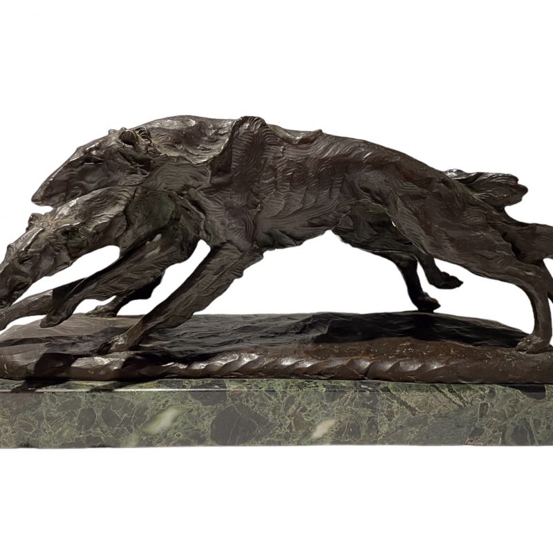 SOLD – Art Deco Bronze of Two Borzoi Dogs