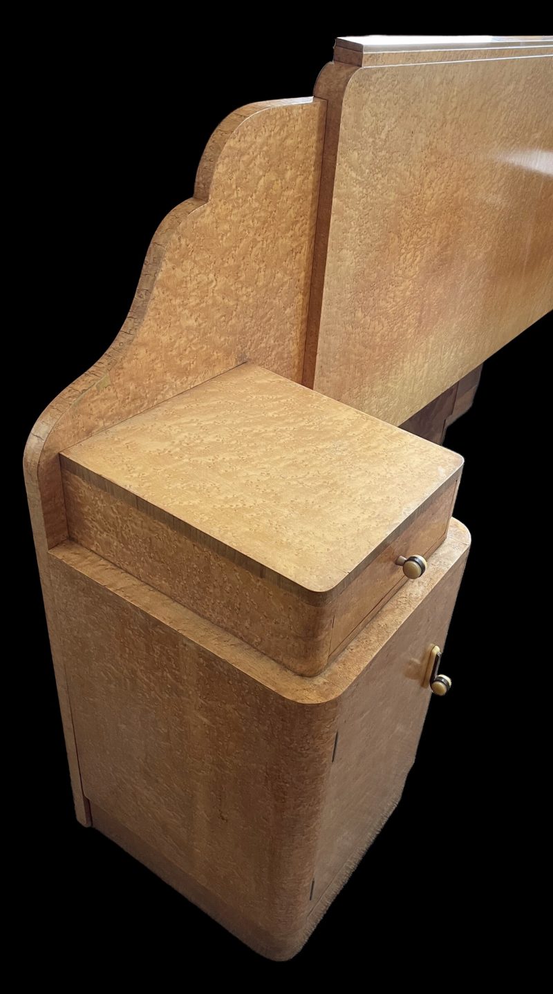 Art Deco Headboard and attached Bedside Cabinets by Harry and Lou Epstein - Image 5