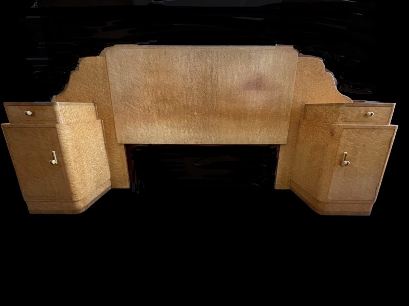 Art Deco Headboard and attached Bedside Cabinets by Harry and Lou Epstein
