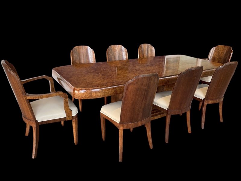 SOLD - Art Deco Dining Table And Eight Chairs By Hille