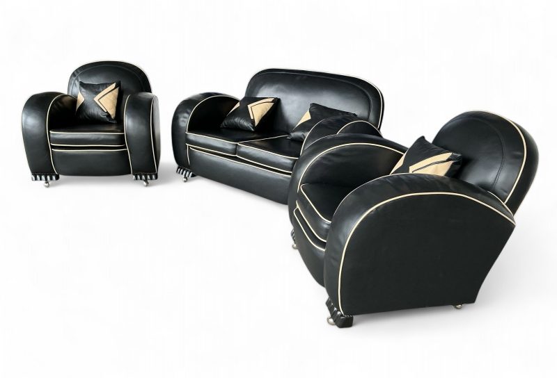 Art Deco Sofa And Two Matching Armchairs