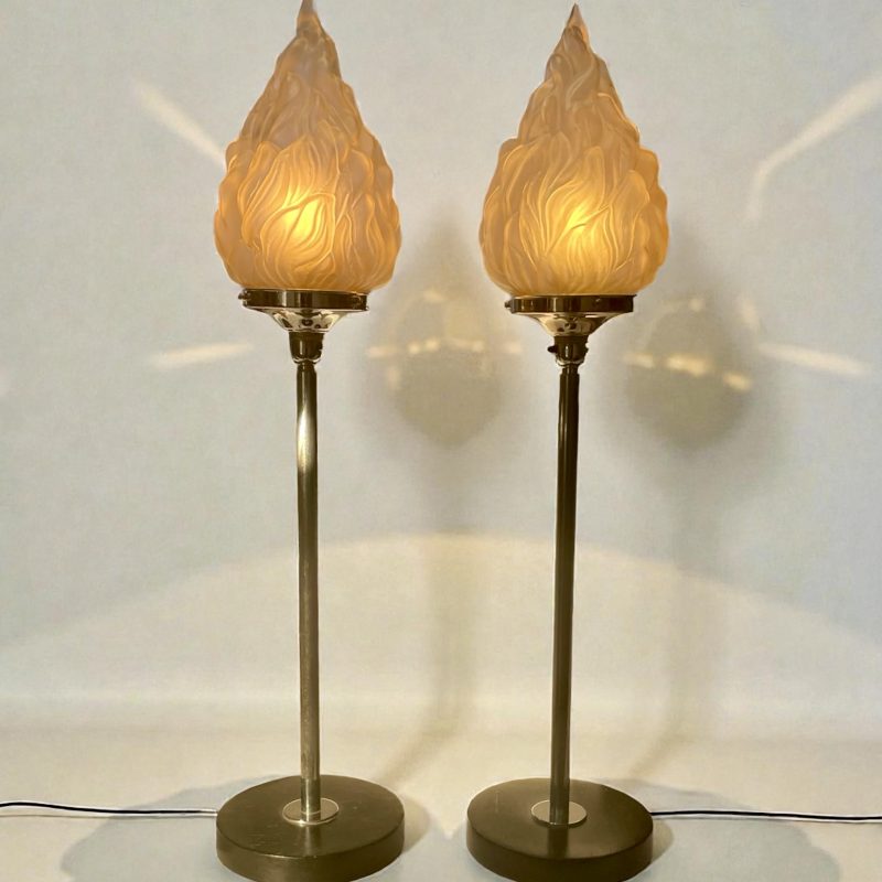 A Pair Of Tall Art Deco Lamps