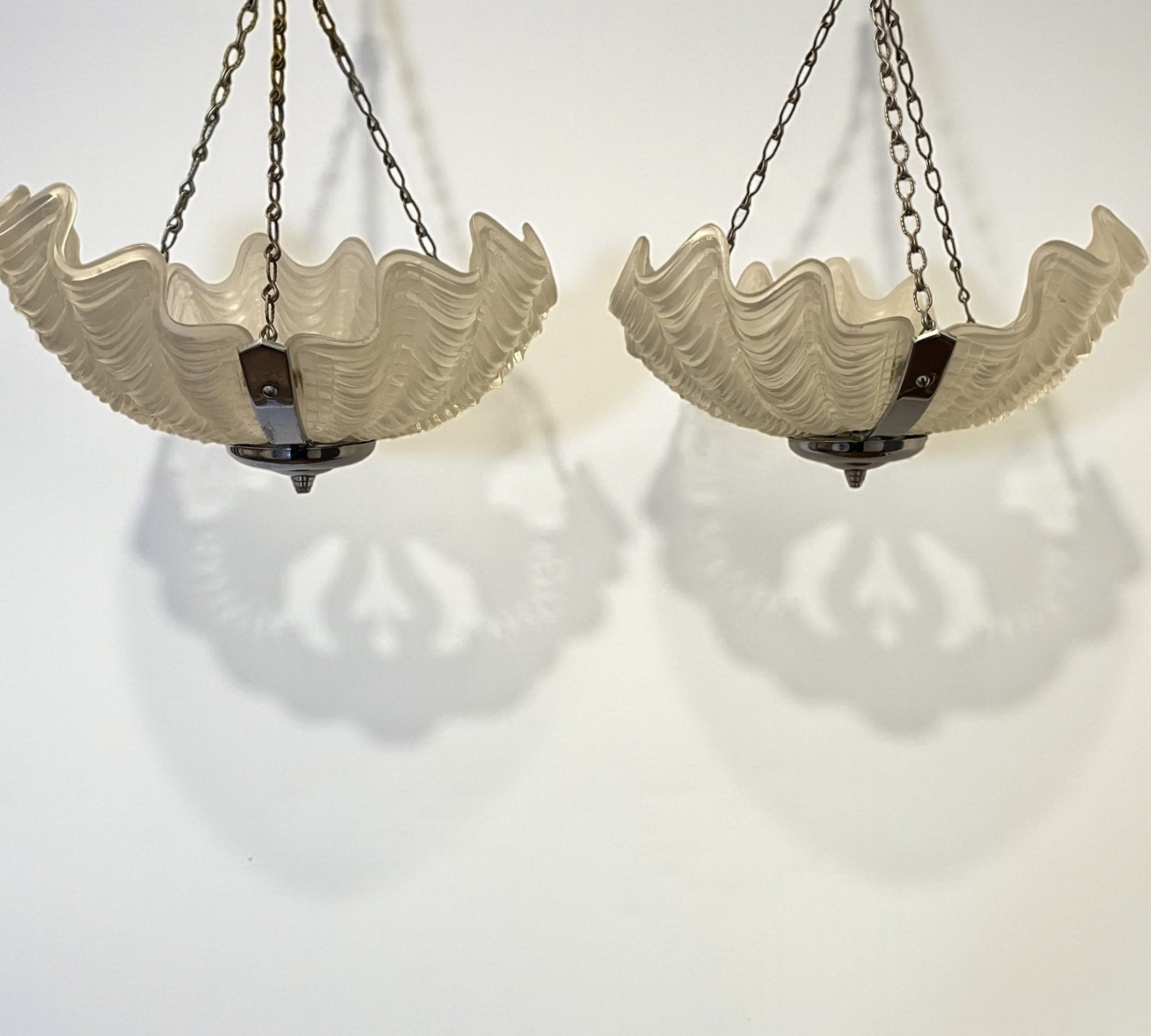 A Pair of Art Deco Clam/Shell Ceiling Lights - Poirot Art Deco Furnishings
