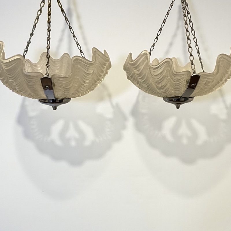 A Pair of Art Deco Clam/Shell Ceiling Lights