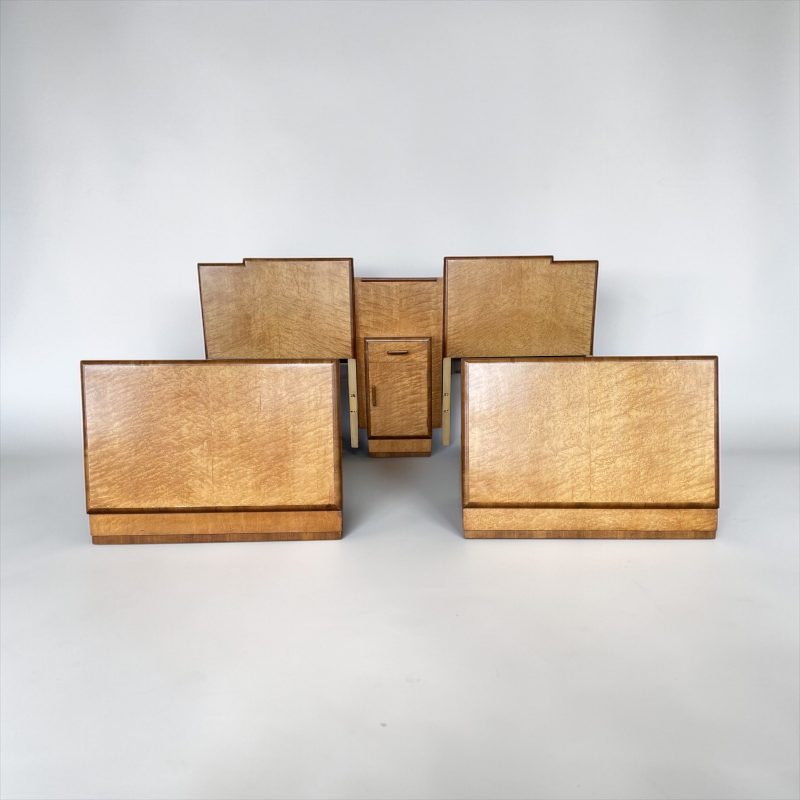 Art Deco Pair Of Single Beds With Integral Bedside Table