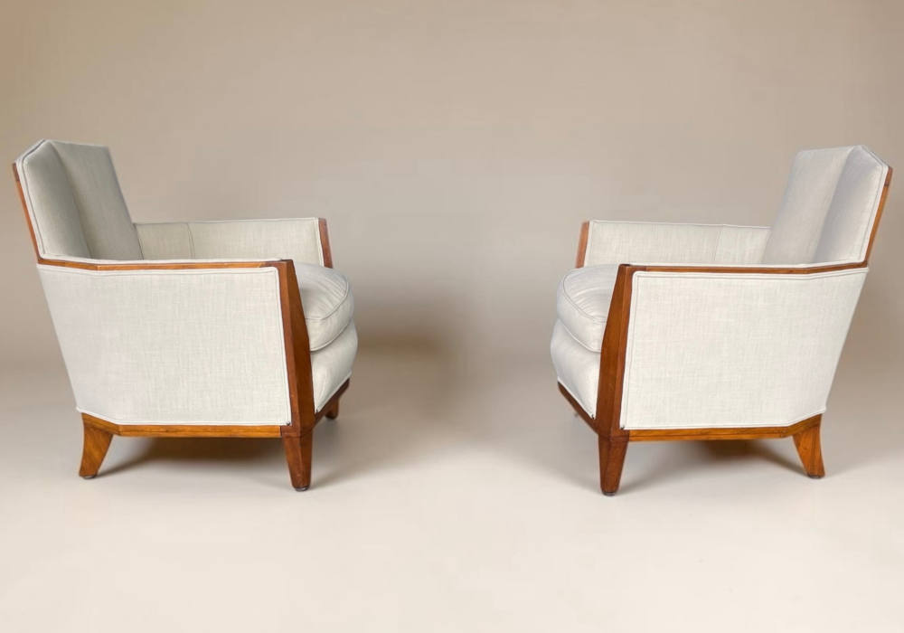 Art Deco White Leather Chairs