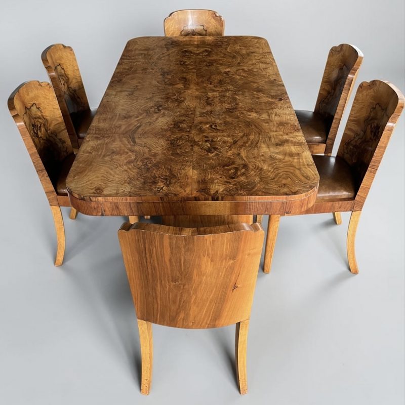 Art Deco Dining Table and Six Chairs